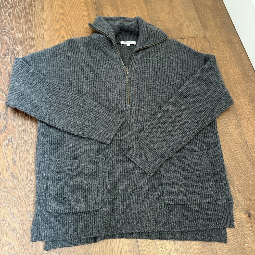 Madewell Women’s 1/4 Zip Knit Charcoal Sweater Sz S